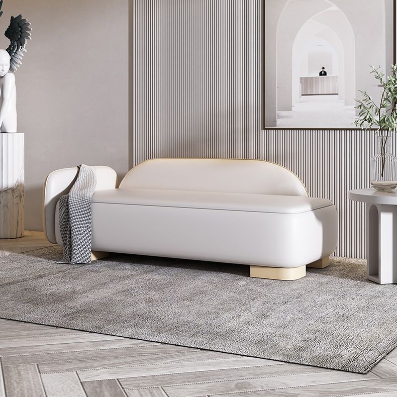 Living Room Chaise Recessed Arms Nordic Chaise Lounge with Leather Upholster