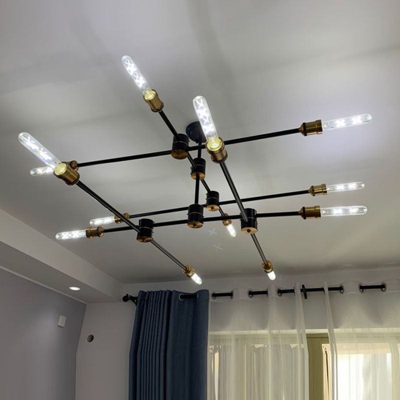 Nordic Style Metal Chandelier Branch Black Pendant Lamps for Living Room