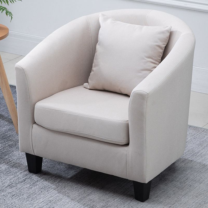 Linen Accent Chair 28.34" L x 28.34" W x 25.59" H Solid Wood Frame Barrel Chair
