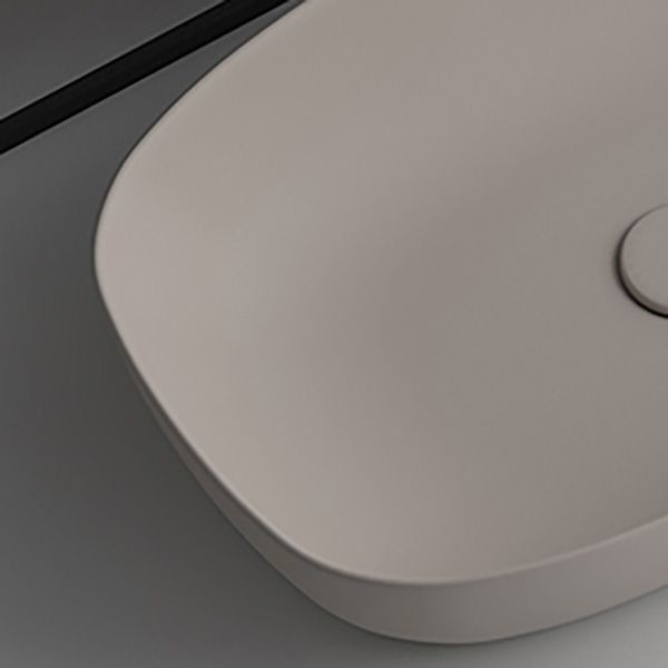 Modern Bathroom Sink Pop-Up Drain Porcelain Solid Color Oval-Shape Vessel