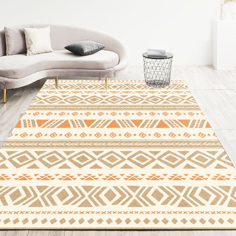 Beige Modern Rug Polyester Pattern Rug Non-Slip Backing Rug for Living Room