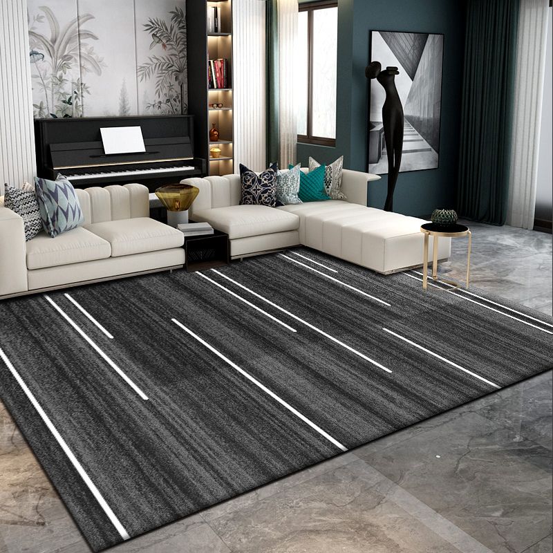 Grey Modern Area Rug Geometric Pattern Polyester Area Carpet Anti-Slip Rug for Home Decor
