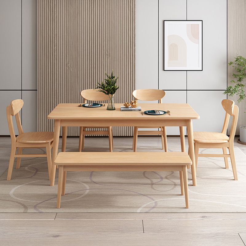 Rubberwood Solid Wood Dining Table Rectangle Dining Table for Kitchen