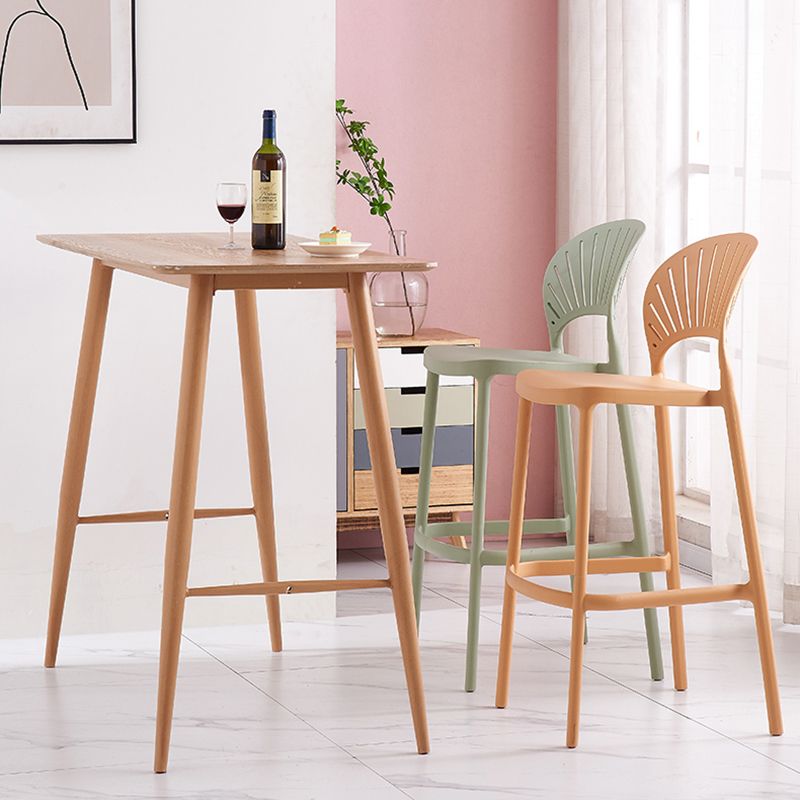Backrest Counter High Stool Plastic Industrial Armless Cafe Bar Stool
