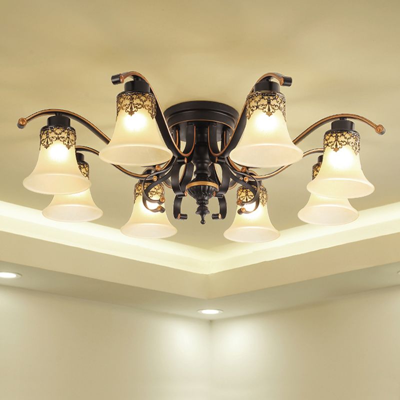 Lámpara de techo de estilo tradicional retro Luz de montaje empotrado de vidrio blanco para dormitorio