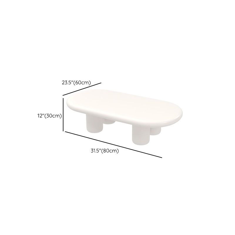 Modern 4 Legs Cocktail Table Oval Engineered Wood Coffee Table - White