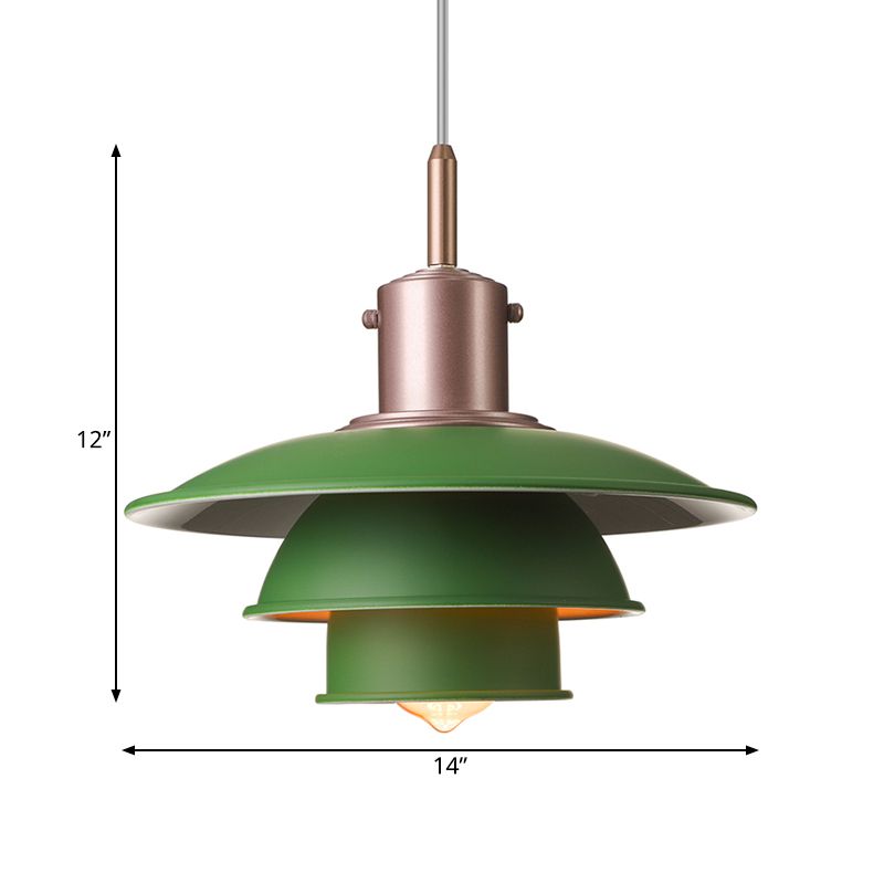 Luminaire suspendu en couches Nordic Metallic 1 Head Living Room Pendant lampe en noir / argent