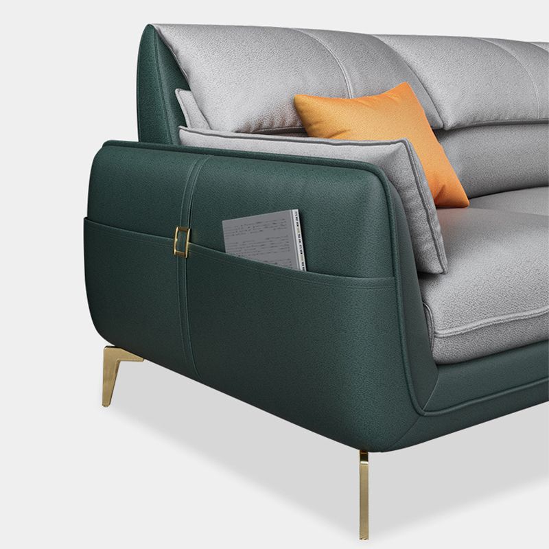 Scandinavian Faux Leather L-Shape Sectional with Storage for Living Room