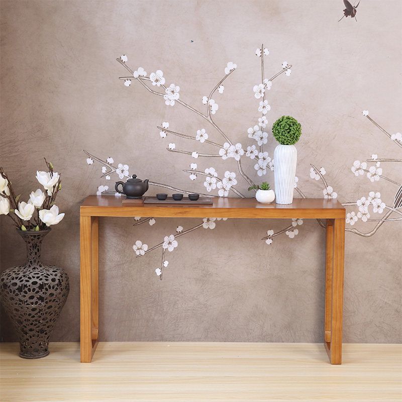 Mid-Century Modern Rectangle Console Accent Table Antique Finish Console Sofa Table