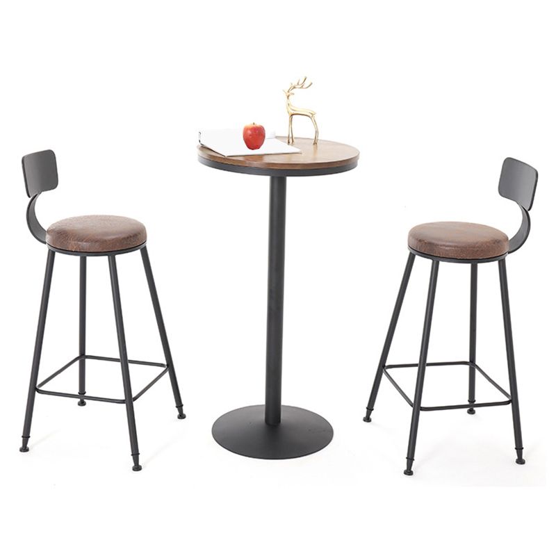 Wooden Fixed Bar Table Black Iron Solid Wood Pub Table for Patio