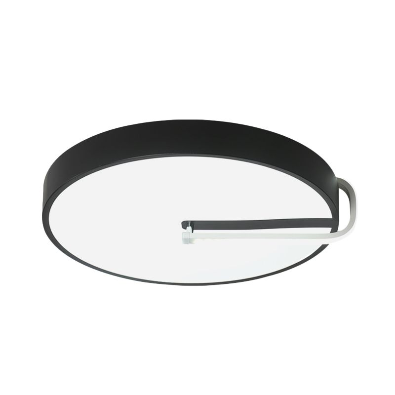 Simple Drum Flush Mount Lighting Metal LED Bedroom Close to Ceiling Lamp in Black, 16"/19.5" Wide