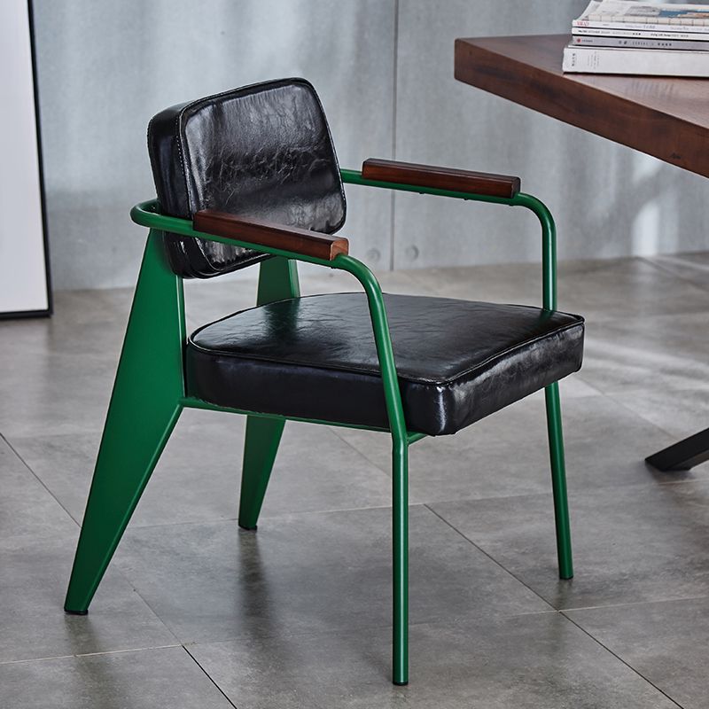 Chaise de salle à manger industrielle en métal, bras ouvert, chaise latérale de salle à manger pour usage domestique