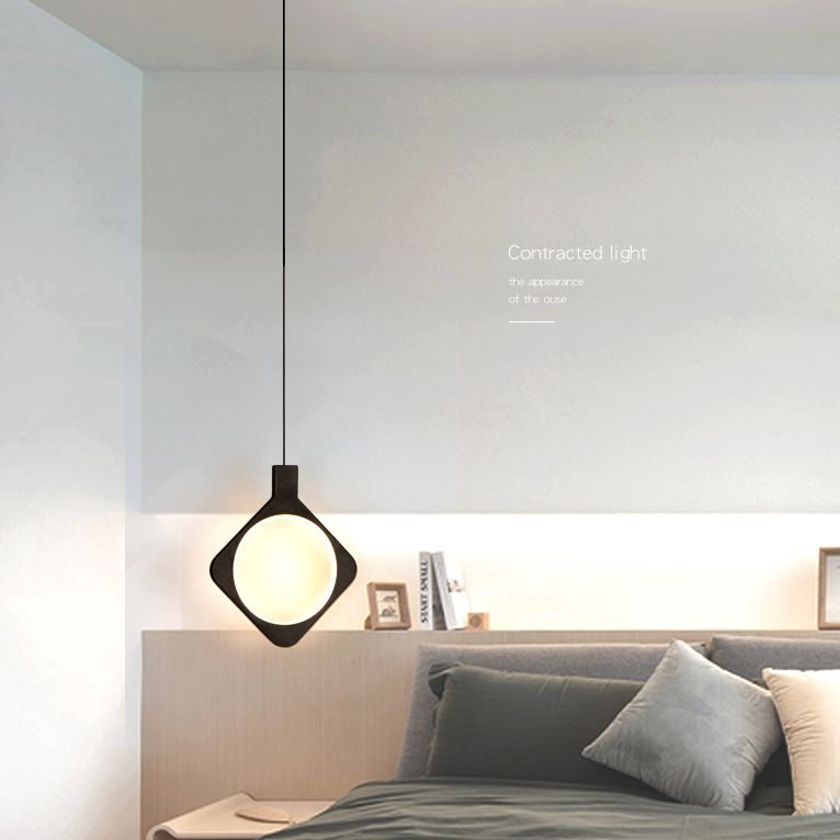 Lámpara colgante de LED de forma geométrica negra Lámpara de colgación de metal minimalista moderna para sala de estar