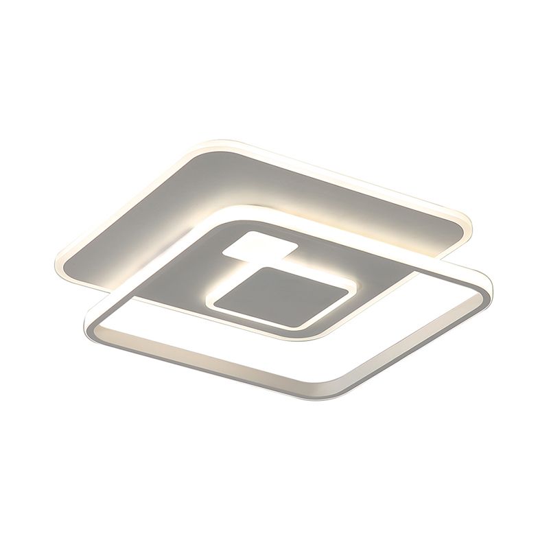 Rectangle Acrylic LED Ceiling Fixture Minimalist White Flush Mount Recessed Lighting in Warm/White Light