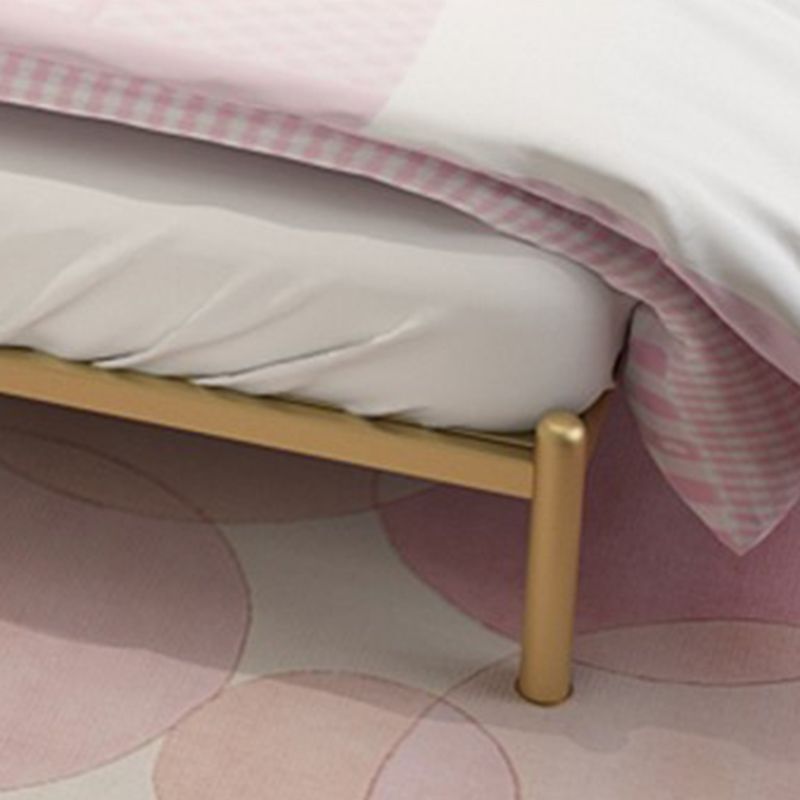 Metal and Upholstered Bed Frame with Metal Legs Open-Frame Bed in Gold