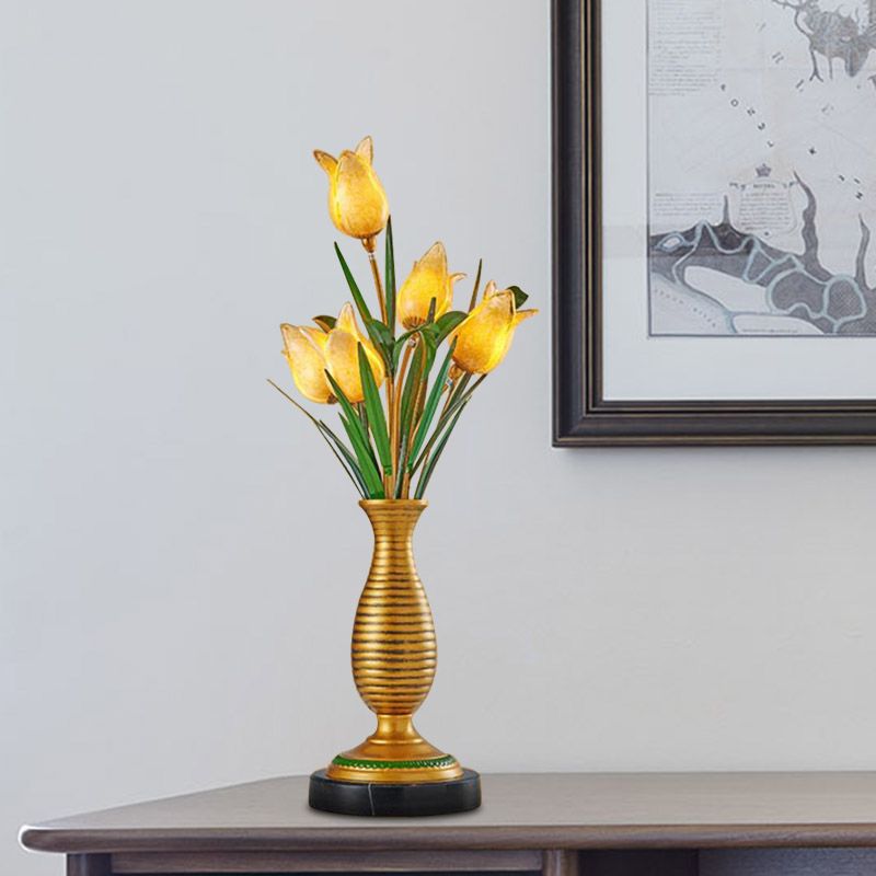 Gouden Tulp LED TAK LAMP AMERIKAANSE GARDEN METAL 5 Lichten woonkamer nachtkastje licht