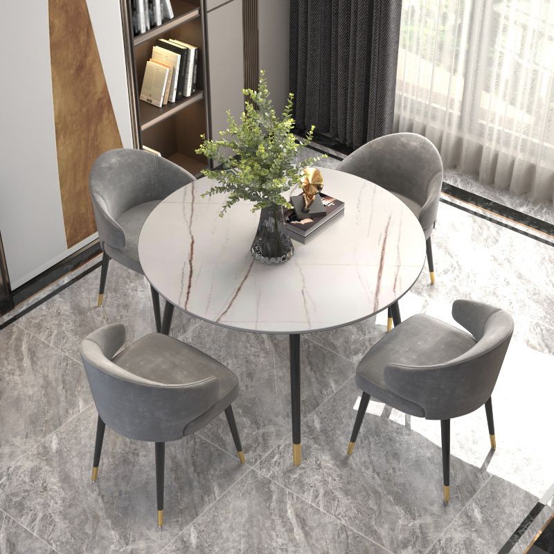 Sintered Stone Matte Finish Restaurant Table 4 Legs Glam Style Dining Table