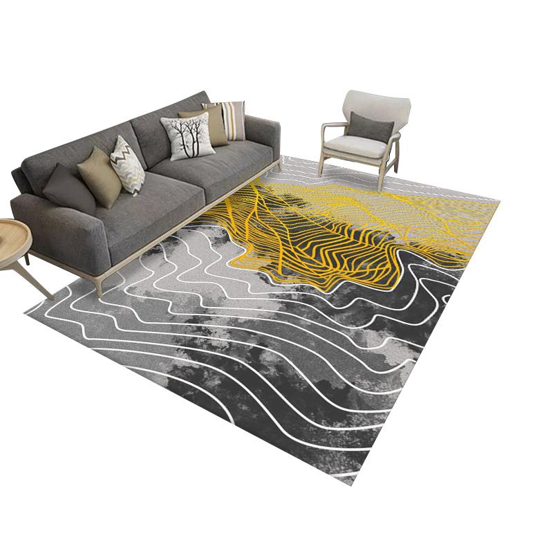 Modern Area Carpet Abstract Pattern Carpet Polyester Living Room Rug with Non-Slip Backing