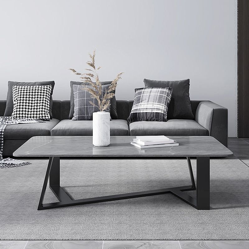 Glam Style Slate Top White Gold/black Top Black Metal Footer Coffee Table