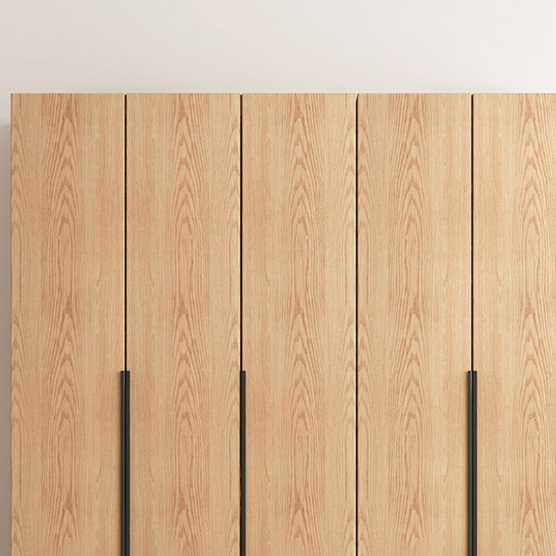 Contemporary Freestanding Natural Wardrobe Oak Solid Wood Wardrobe with Shelves