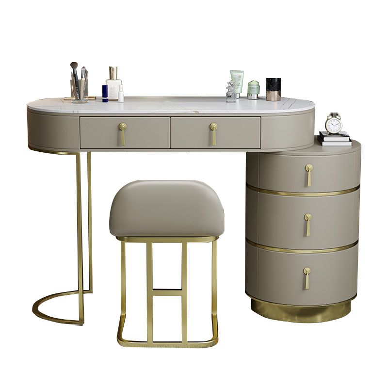 Contemporary Dressing Table Stool Set Slate Top Vanity Dressing Table