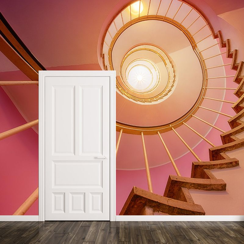 Customized Spiral Staircase Mural Wallpaper Mildew Resistant Wall Decor