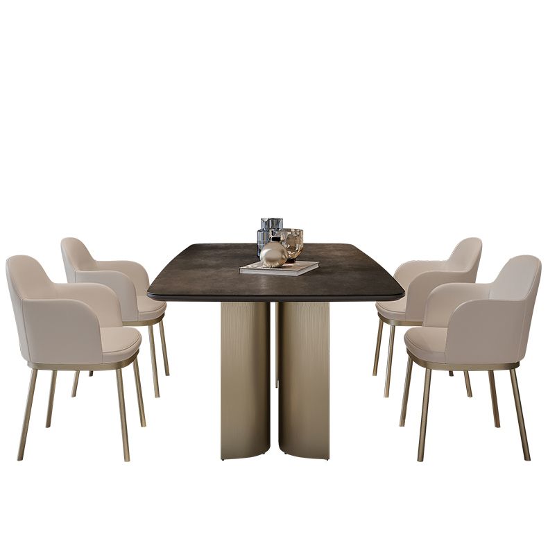 Nordic Glam Sintered Stone Rectangle Table Set 1/4/5/7 Pieces Dining Set