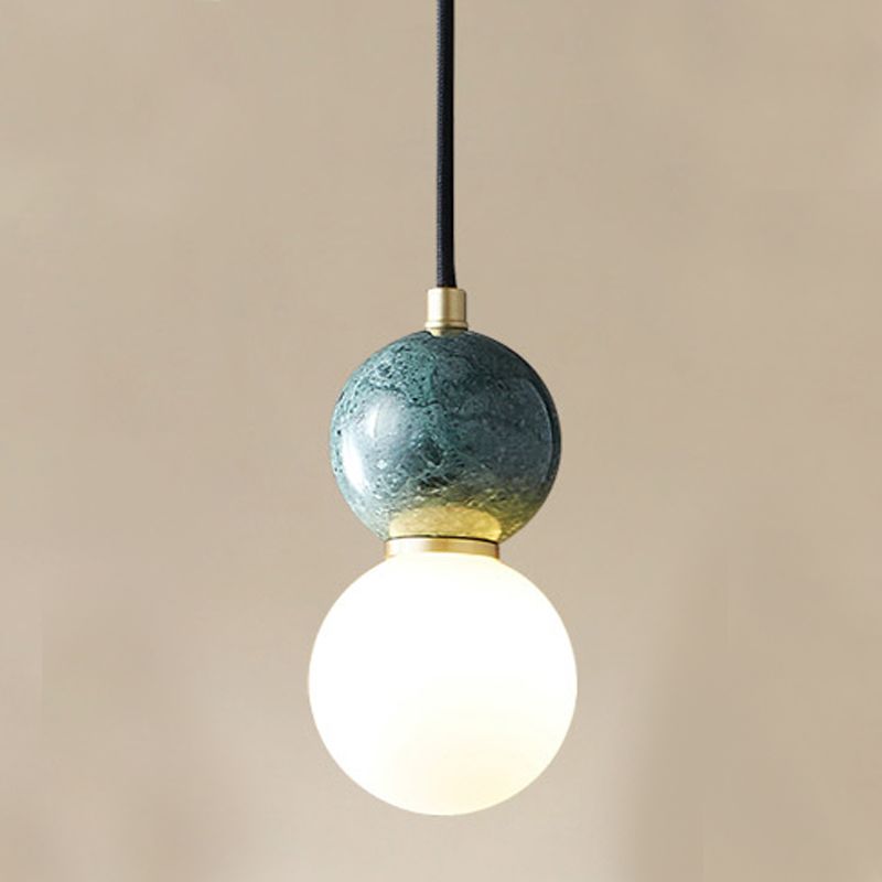Marble Sphérique Shade Hanging Lights Modern Style 1 Tête Hanging Mount Fixture For Bedroom