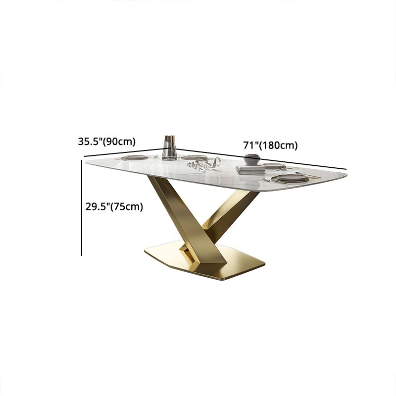 Glam Dinette Set 1/2/5/7 Pieces Rectangle White Sintered Stone Top Dining Table Set