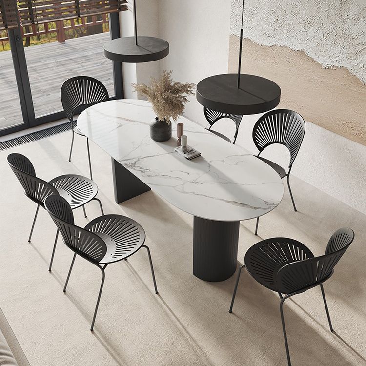 Sintered Stone Doppelpodesttisch Einfachheit Esstisch Oval für Zuhause