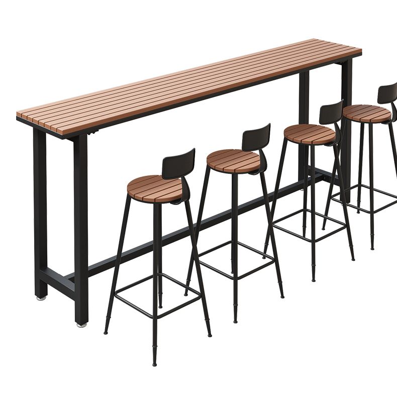 Modern 1/5 Pieces Bar Table Set Rectangle Plastic Wood Counter Table with High Stools