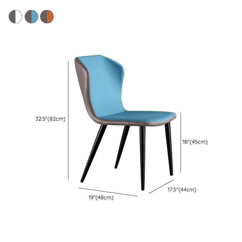 Industrial Solid Back Chairs Armless Side Chairs with Metal Legs for Home Use