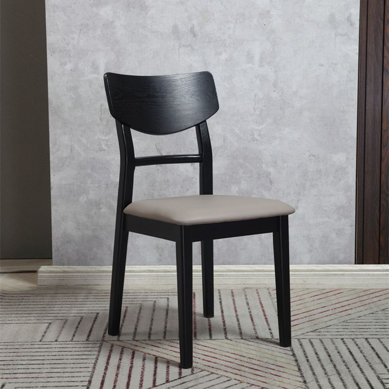 Industrial Ash Open Side Chair Matte Finish Upholstered Dining Chair with Black Legs
