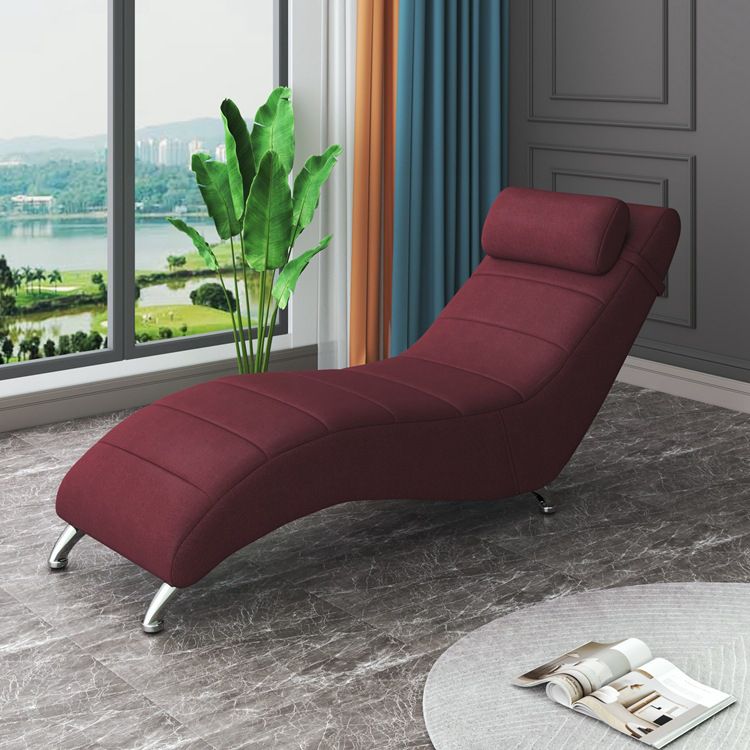 Faux Leather Chaise Lounge Armless Solid Color Chaise for Bedroom and Living Room