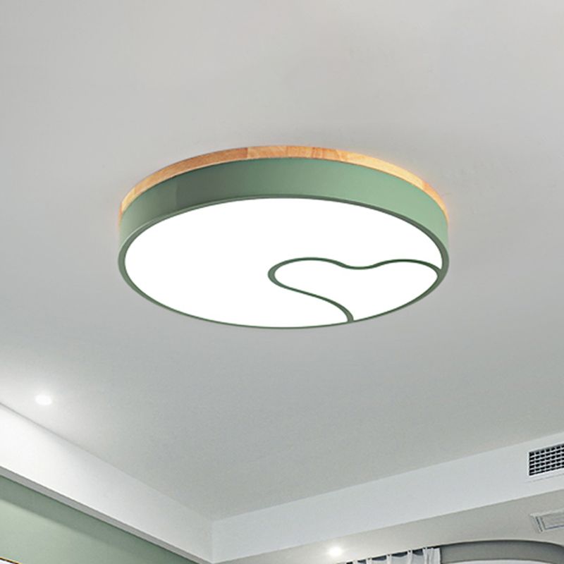 Led Nordic Flush Light met Metal Round Shade Groen/Grijs/Wit Plafond Flush Lamp in Warm/Wit