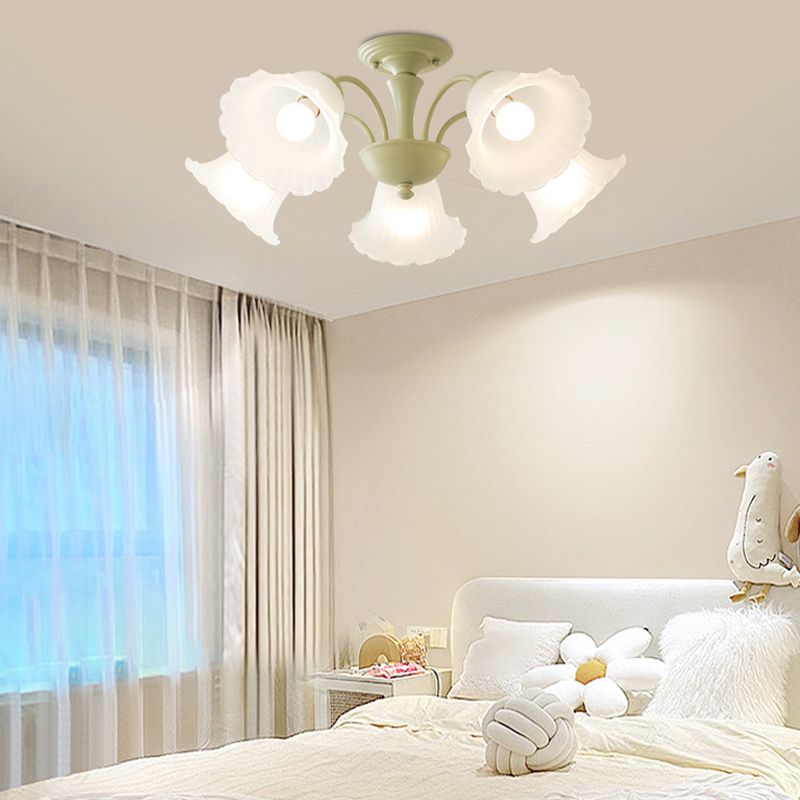 Nordic Style Ceiling Light Green Ceiling Lamp with Glass Shade for Living Room