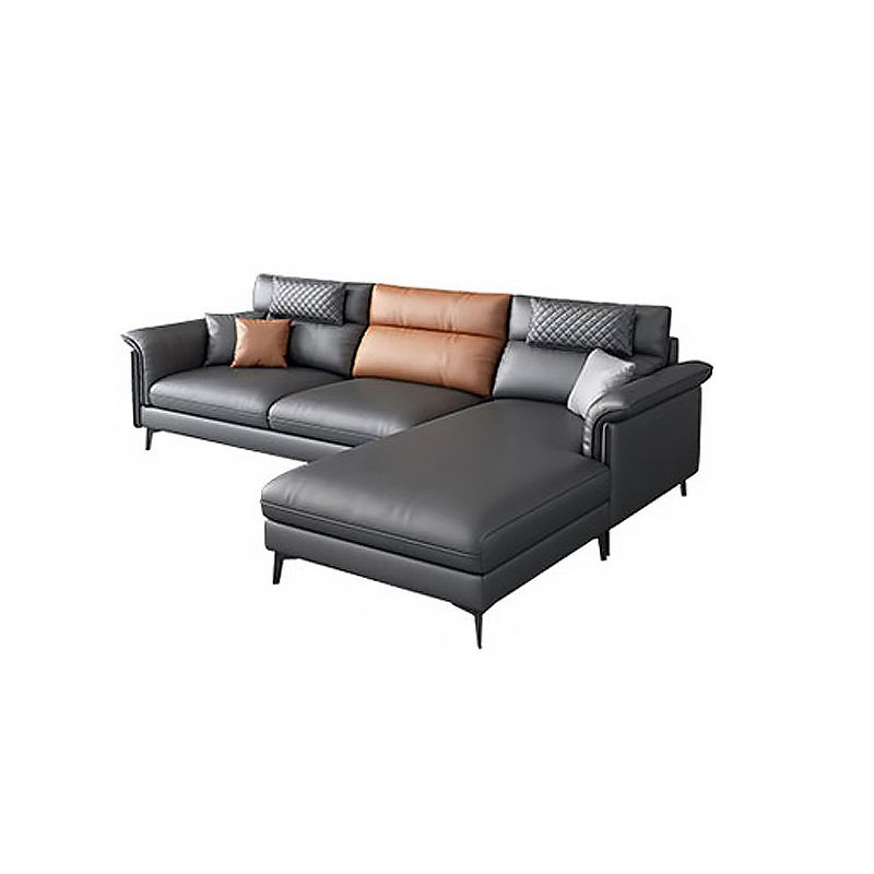 35.43" Tall Modern Sectional Dark Gray Sectional with Pillowed Back Cushions