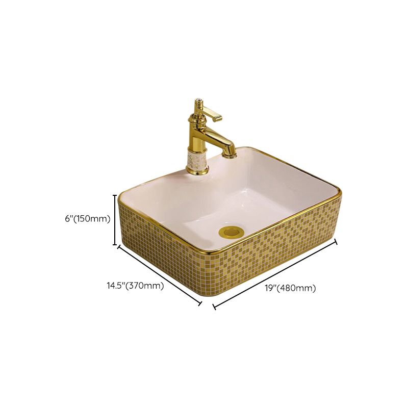 Glam Vessel Lavatory Sink Oval Porcelain with Faucet Vessel Sink