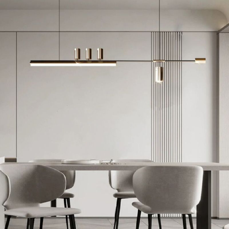 Contemporary Metal Linear Shape Pendant Light with Plastic Shade for Living Room