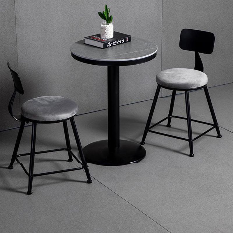 Modern Armless Backrest Counter Stool Iron Bar Stool with Velvet Cushion for Bar