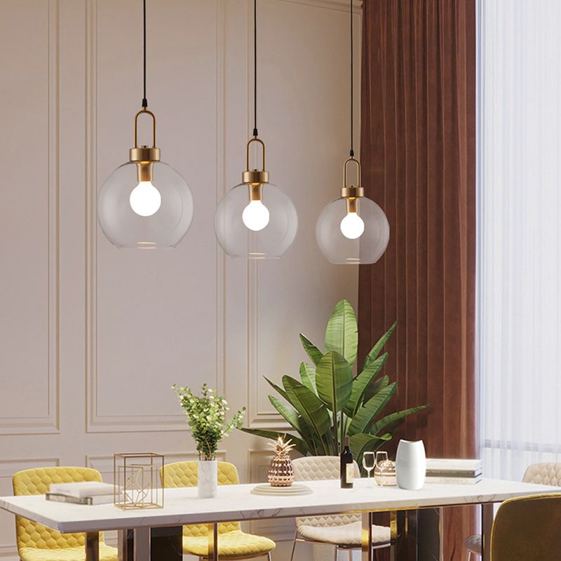 Modern Minimalist Gold Suspension Pendant  Glass 1 Light Coffee Shop Hanging Ceiling Light