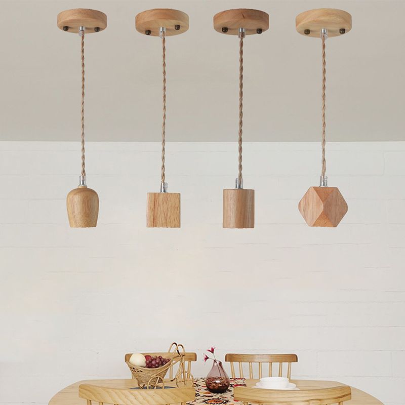 Offene Glühbirne hängende Licht nach unten Licht Holzhängung Licht für Wohnzimmer Schlafzimmer