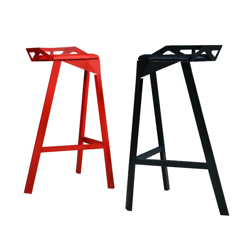 Modern Stackable Backrest Counter Stool Iron Cafe Bar Stool with Cushion and Pedal
