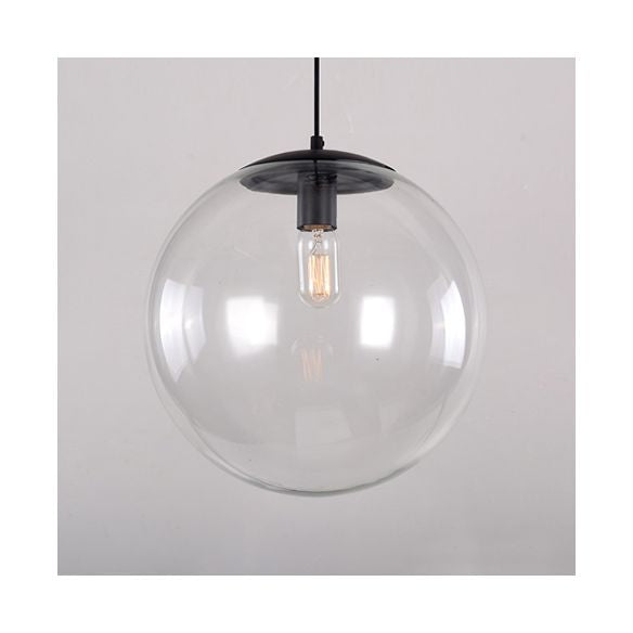 Accensione a ciondolo Globe Industrial 6 "/8"/12 "1 Luce Light Clear Glass Appesi Luce in nero/Chrome