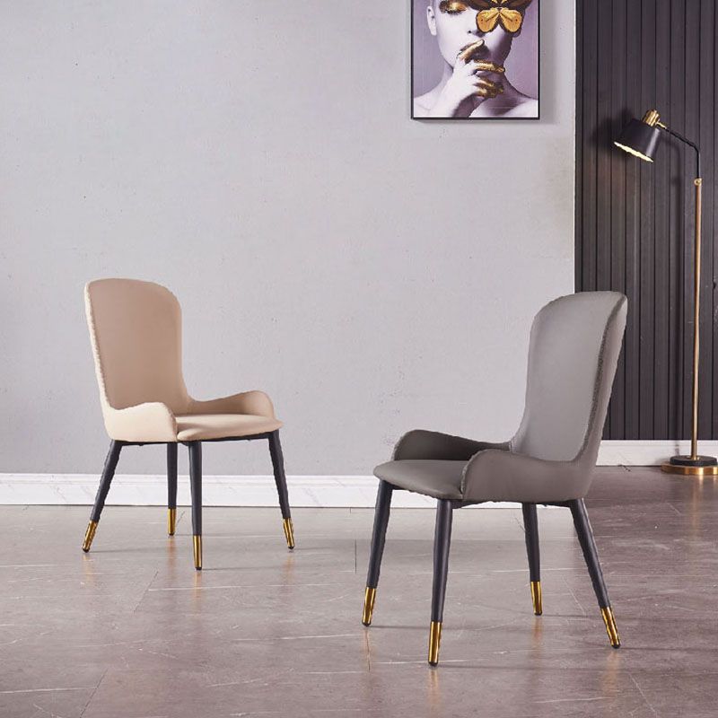 Silla lateral contemporánea con respaldo de orejas, sillas de comedor de cuero para restaurante