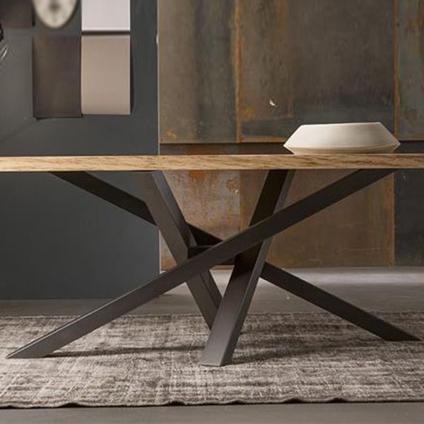 Rectangle Luxury Style Dining Table Solid Wood Fixed Table for Kitchen