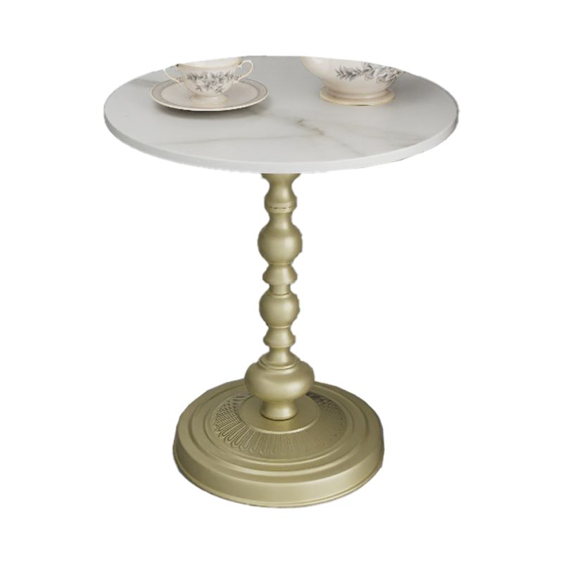 Modern Pedestal Corner Table Round Slate Side End Table for Living Room