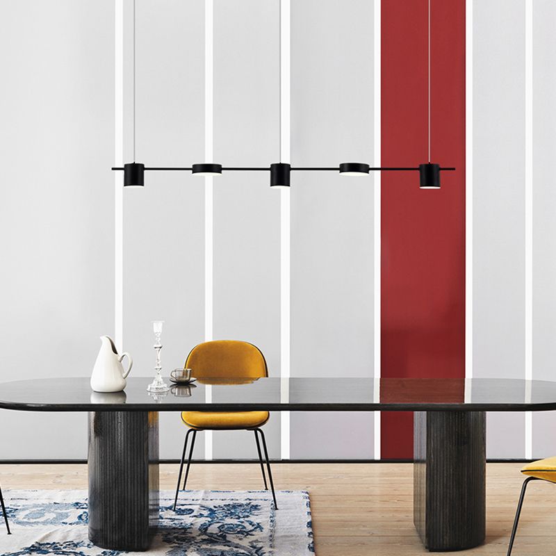 Cylinder Island Lighting Fixtures Contemporary Metal Island Chandelier Lights for Kitchen