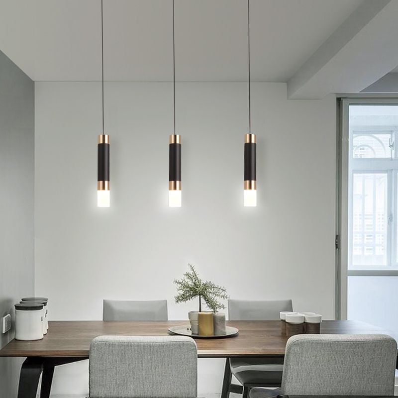 1-Light Line Hanging Pendant Modern Style Metal Hanging Lighting for Living Room
