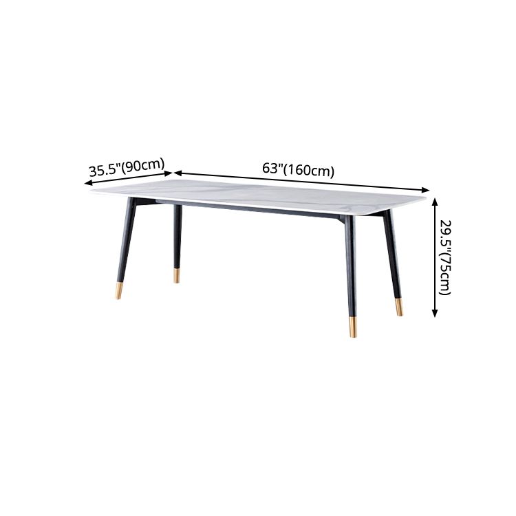 Wood Industrial Rectangular Dining Table Sintered Stone Table with 4 Black Legs